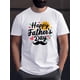 thumbnail image 1 of Men's Casual Father's Day T-Shirt - Wrinkle-Resistant Cotton, Round Neck, Short Sleeve, Geometric Print with "Happy Father's Day" Design, Mustache & Hearts Graphic, Summer Wear for Adults, 1 of 6