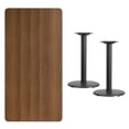thumbnail image 3 of Flash Furniture 30'' x 60'' Rectangular Walnut Laminate Table Top with 18'' Round Table Height Bases, 3 of 3