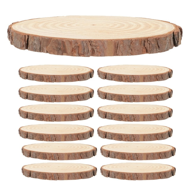 20 piezas rodajas de madera Natural, rodajas de madera redondas sin terminar para fabricación de losas artesanales