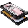 thumbnail image 6 of For Samsung Galaxy A01 Case with Tempered Glass Screen Protector (Full Coverage), Aluminum Magnetic Metal Built-in Diamond Ring Stand, Full-Body Protective Shockproof Military Phone Cover (Rose Gold), 6 of 6