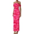 thumbnail image 4 of Vestido PRETTYGARDEN Floral de Verano 2025, Hombros Descubiertos, Fruncido, Talla Grande, 4 of 5