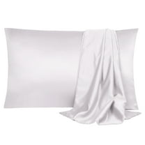 PiccoCasa Luxury Satin Pillowcases Silky Pillow Cover Set of 2, Lavender Gray Standard(20"x26")