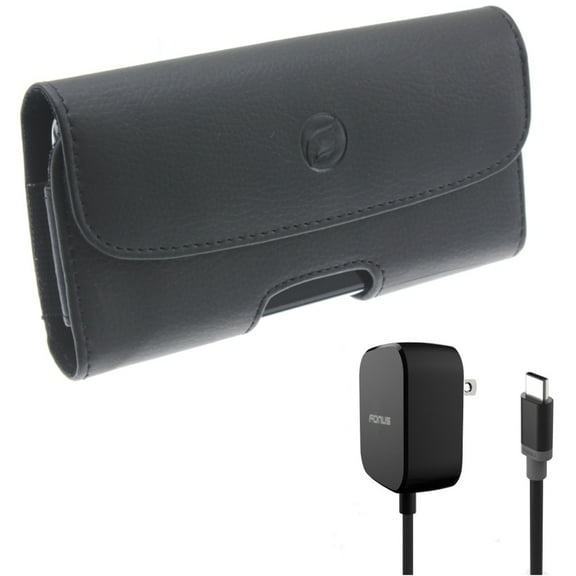 For Galaxy A54 /A53 /A33 5G - Case Belt Clip w Fast Home Charger, Leather Holster Cover, 15W 5ft Long Type-C for Samsung Galaxy A54 /A53 /A33 5G