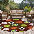 thumbnail image 4 of Round Rugs 6Ft, Brown Balls Round Area Rug Washable Indoor Throw Carpet, Baseball Tennis Basketball Football Soft Non Slip Circle Rug for Office Cabinet Home Decor Aesthetic, 4 of 8