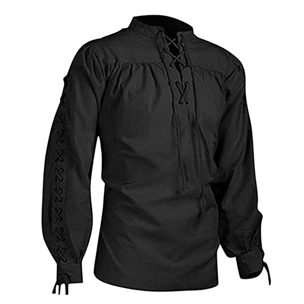 Camisa Medieval De Pirata Para Hombre, Manga Larga, Estilo Renacentista, Poliéster Y Elastano, Cómoda Y Transpirable