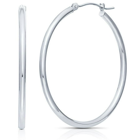 Art And Molly Jewelry 14k White Gold Round Polished Hoop Earrings 14k White Gold Round Polished Hoop Earrings 2 Inch Diameter