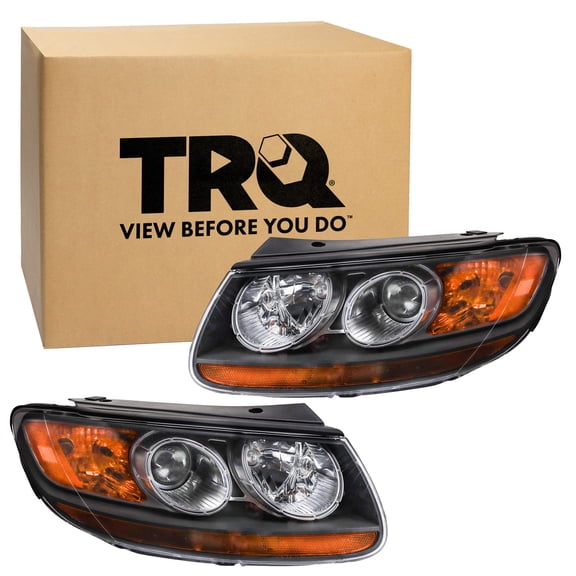 TRQ Headlight Assembly Set HY2502139 HY2503139 Fits 2007-2008 Hyundai Santa Fe