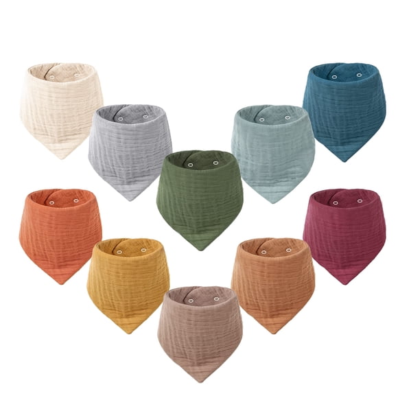 Baberos de muselina para bebés Konssy, paquete de 10 unidades, 100% algodón, unisex, de 0 a 36 meses