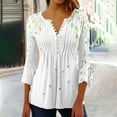 thumbnail image 4 of Mittory Womens Summer Tops 3/4 Sleeve V Neck Floral Print Cotton Tunic Tops Trendy Flowy Tunic Tops, 4 of 5