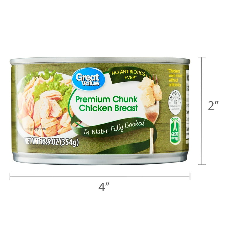 12 pack) Great Value Premium Chunk Chicken Breast, No Antibiotics