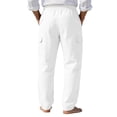 thumbnail image 5 of Homeyce Casual Cotton Linen Pants for Men with Elastic Waist Drawstring Wide Leg Pants with Pockets Cotton Linen Long Pants Loose Fit Summer Beach Lightweight Linen Dress Trousers,White 3XL, 5 of 5