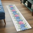 thumbnail image 3 of 2'x6' Rug Runners for Hallways Kitchen, Blue Pink Hydrangea Non Slip Entryway Beside Floor Carpet Runner, Eucalyptus Leaves Wooden Summer Botanical Laundry Room Bedroom Throw Rugs Mat for Family Pet, 3 of 8