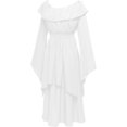 thumbnail image 3 of Ashirexll 1800s Dress for Women, Semi Formal Dresses Casual Wide Round Neck Long Sleeve Vintage Long Dress White S, 3 of 4