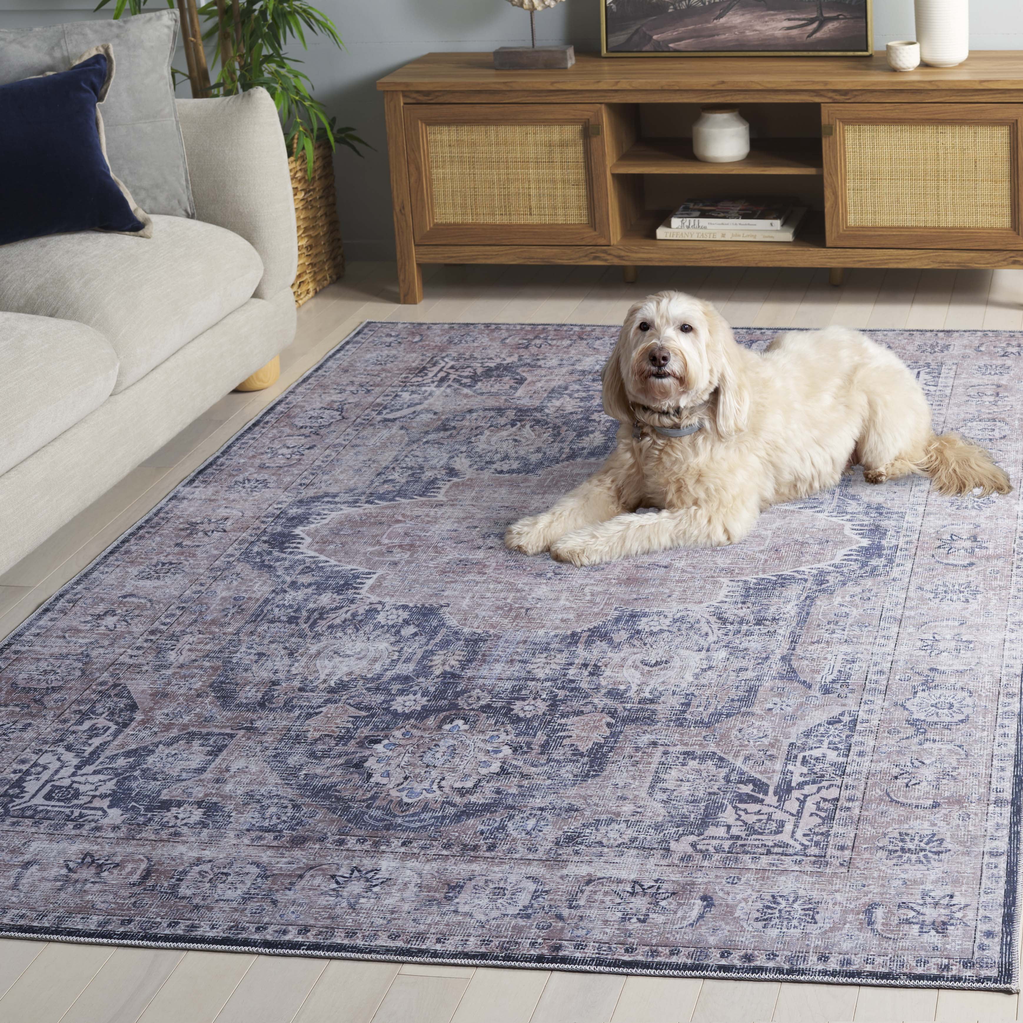 SAFAVIEH Arizona Trenton Medallion Machine Washable Area Rug, Sage/Grey, 6' x 9'