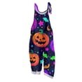 thumbnail image 2 of Halloween Pumpkin Print Jumpsuit for Women, Cute Fall Wide Leg Sleeveless Romper, Fashion Halloween Costumes Multicolor XL, 2 of 6