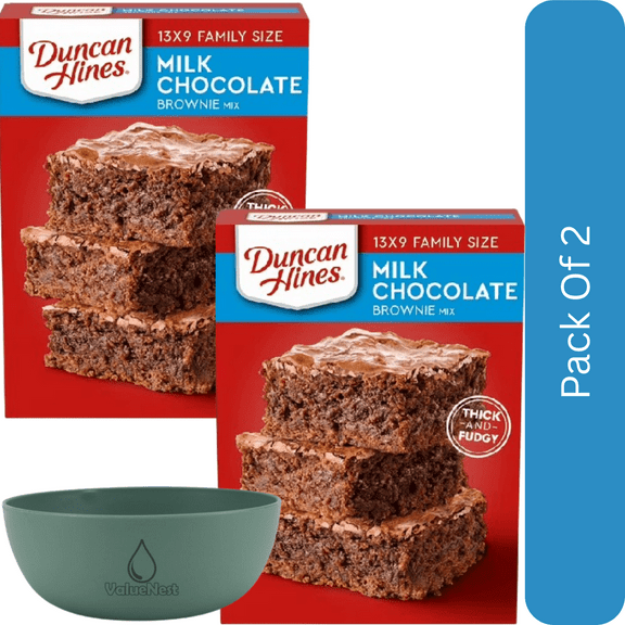 Duncan Hines Milk Chocolate Brownie Mix, 18.3 oz-2pk, With Olive Green Bowl By ValueNest