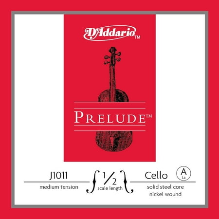 D'Addario Prelude Cello Single A String, 1/2 Scale, Medium Tension