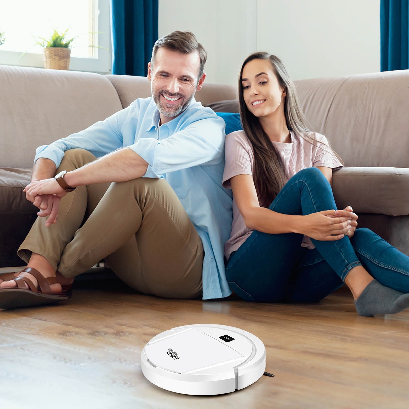 Robot Vacuum Cleaner,3 in 1 Sweeping Robot,One-Touch Start,Slim Quiet,Integral Memorys Multiple Cleaning Modes Vacuum Great for Pet Hairs and Hard Floors(8.9x2.4inch)