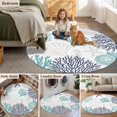 thumbnail image 6 of Round Area Rug 8ft,Ocean Starfish Coral Shell on White Washable Carpet Non-Slip Runner Accent Rugs Indoor Floor Mat for Bedroom Living Room Decor,Watercolor Marine Life, 6 of 9