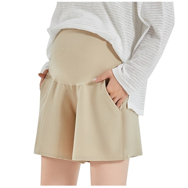 ShomPort Maternity Loose Shorts Over The Belly Casual Pregnant Active Shorts with Pockets Maternity Loungewear