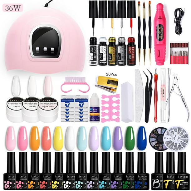 Juego de manicura de uñas LILYCUTE, Kit de esmalte de uñas de Gel de 12 colores con lámpara de uñas LED UV, secador de uñas, herramientas de arte de extensión de uñas profesionales zhangmengya LED