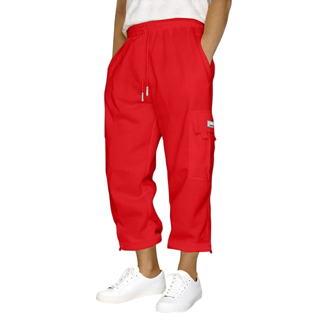 asjyhkr Plus Size Mens Fleece Lined Cargo Pants Drawstring Elastic Waist Outdoor Work Trousers with Multi Pockets,S-5XL