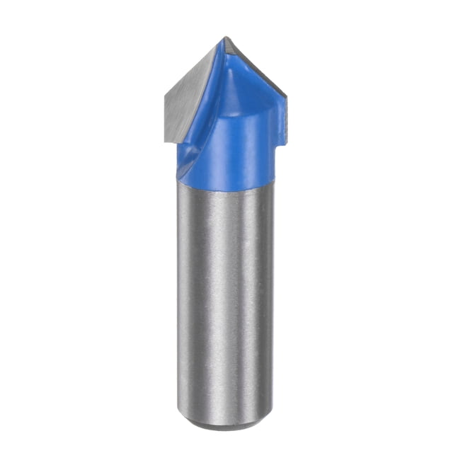 Router Bit 1/2" Shank 5/8" Dia 90 Degree V Type End Mill Carbide Edge Trimmer, Blue