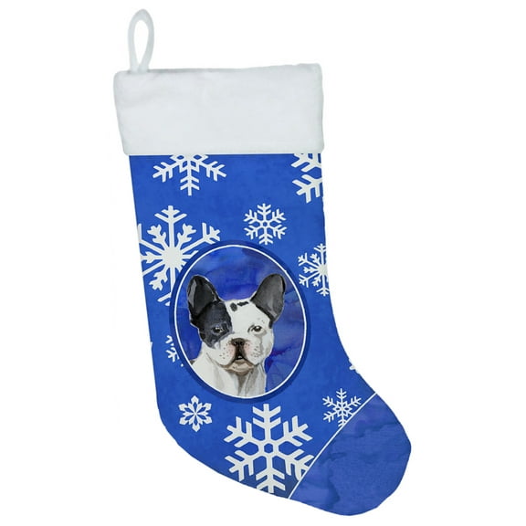 Winter Snowflakes French Bulldog Christmas Stocking