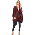thumbnail image 7 of Sakkas Lupe Womens Reversible Poncho Wrap Cape Shawl Sweater Coat Cardigan Pattern - Zigzag Burgundy - One Size Regular, 7 of 7