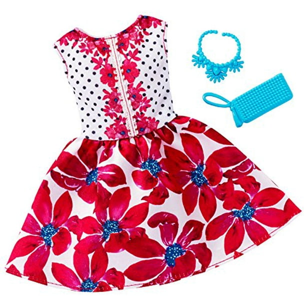 Barbie Fashions Complet Look - Robe Rouge Floral