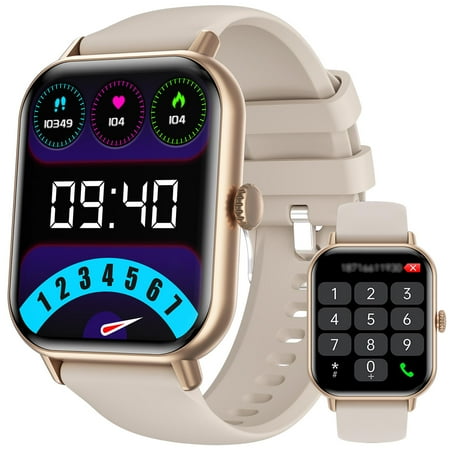 Smart Watch for Women Men, 2.01-Inch Square Screen with Answer/Make Calls/100+ Sports Modes/Message Reminder, Smart Watch IP67 Waterproof Fitness Tracker for Android iPhone Devices