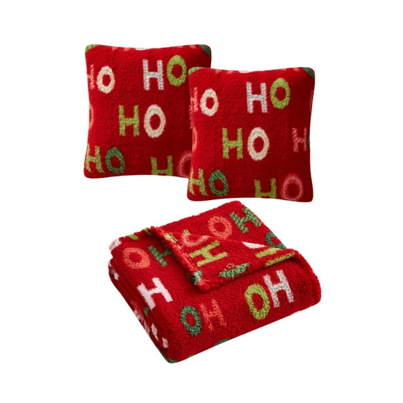 BIRCH TRAIL BEDDING COMPANY Red Patterned 50 X 60 Throw Set