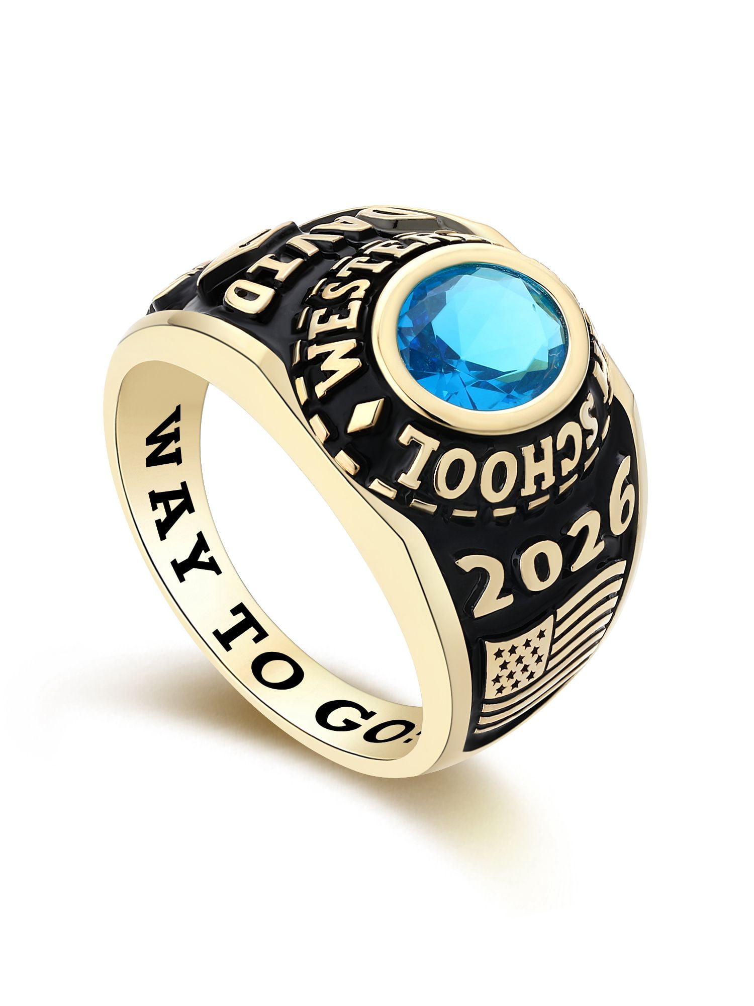 Mementos USA Custom Large Men's Class Rings Sterling Silver for High School and College Graduation