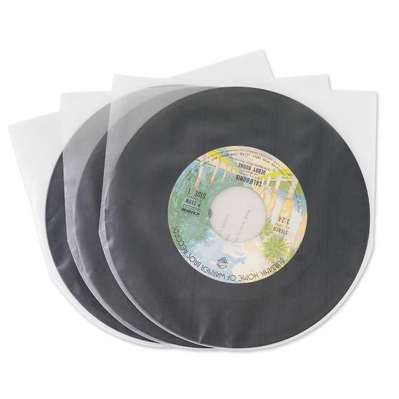 Sdroceryam Fundas Interiores Para Discos De Vinilo Ep De 7 Pulgadas, 50 Unidades, Fundas Protectoras De Fondo Redondo De Plástico Antiestático Para Discos De Vinilo De 45 Rpm Translúcidos