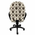 thumbnail image 3 of Damask Office Chair Slipcover, Halloween Skulls in Victorian Classical Rococo Design Contemporary Retro, Protective Stretch Decorative Fabric Cover, Standard Size, Beige and Dark Brown, by Ambesonne, 3 of 5