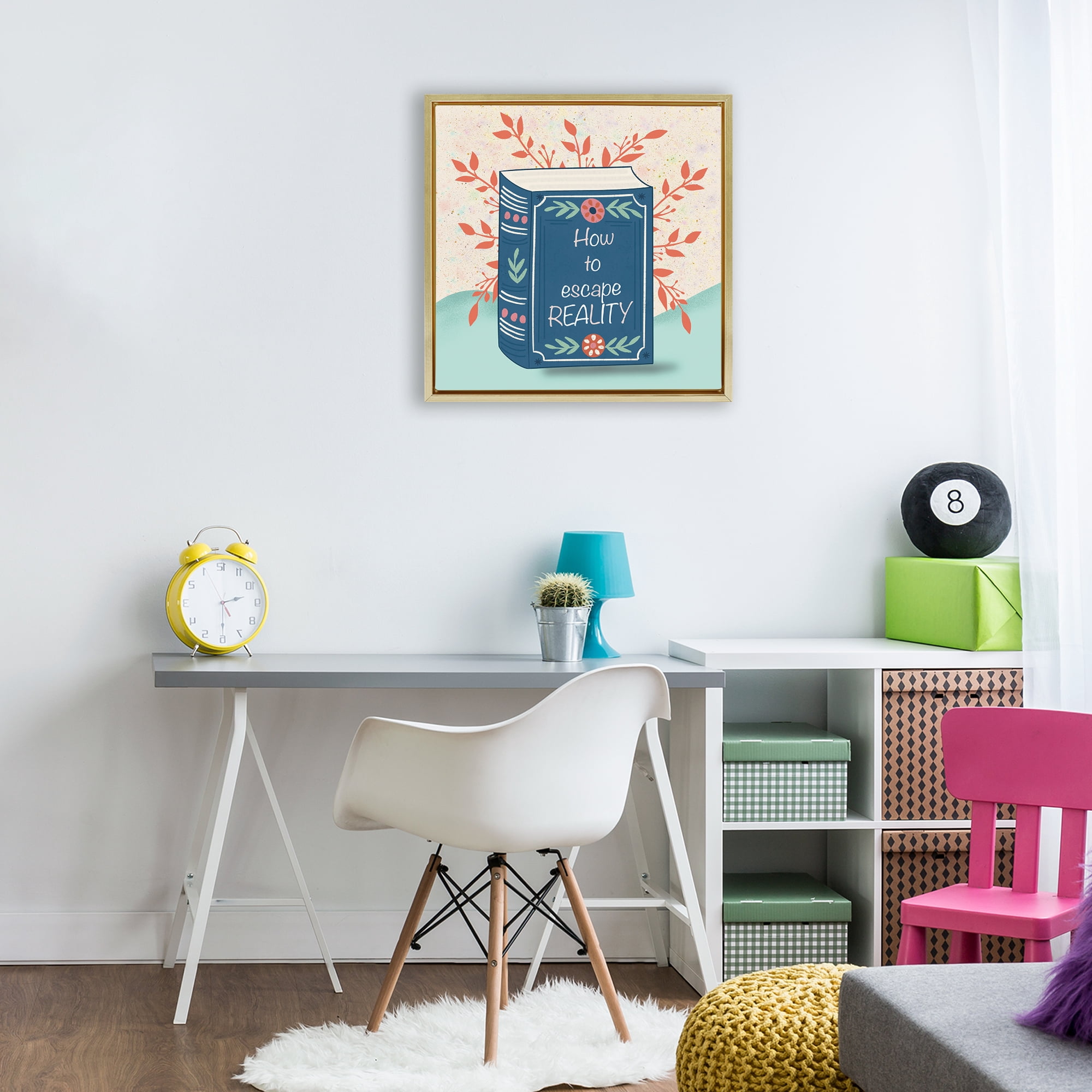 Stupell Industries How To Escape Reality Gold Framed Floater Canvas Wall Art, design by Julia Frost