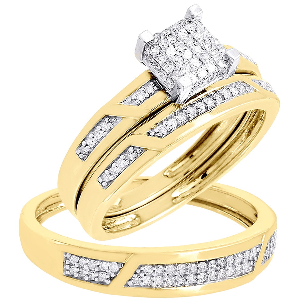 Jewelry For Less Diamond Trio Set Engagement Ring 10k Yellow Gold