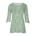 thumbnail image 4 of Blouses pour Femmes, T-Shirt Imprimé Manches 3/4 Blouse Col en V Décontractée, 4 of 5