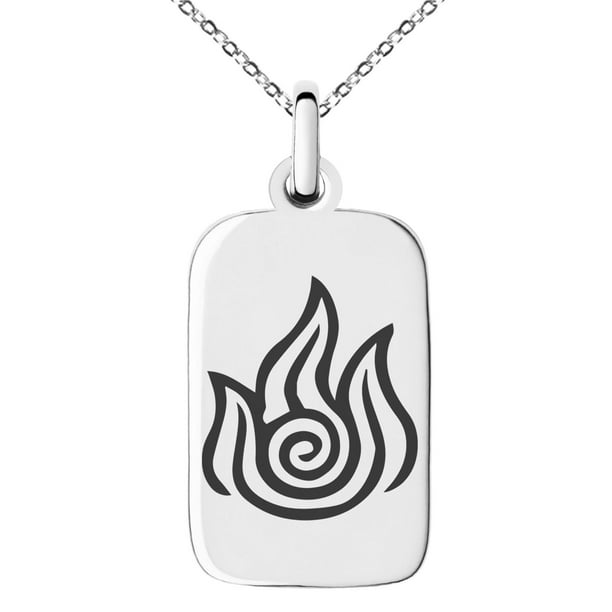 Tioneer Stainless Steel Avatar Fire Element Engraved Small Rectangle Dog Tag Charm Pendant Necklace Com - Rectangular Dog Tag Pendant Necklace Tioneer Stainless Steel Avatar Fire Element Engraved Small Rectangle Dog Tag Charm Pendant Necklace Com - Rectangular Dog Tag Pendant Necklace