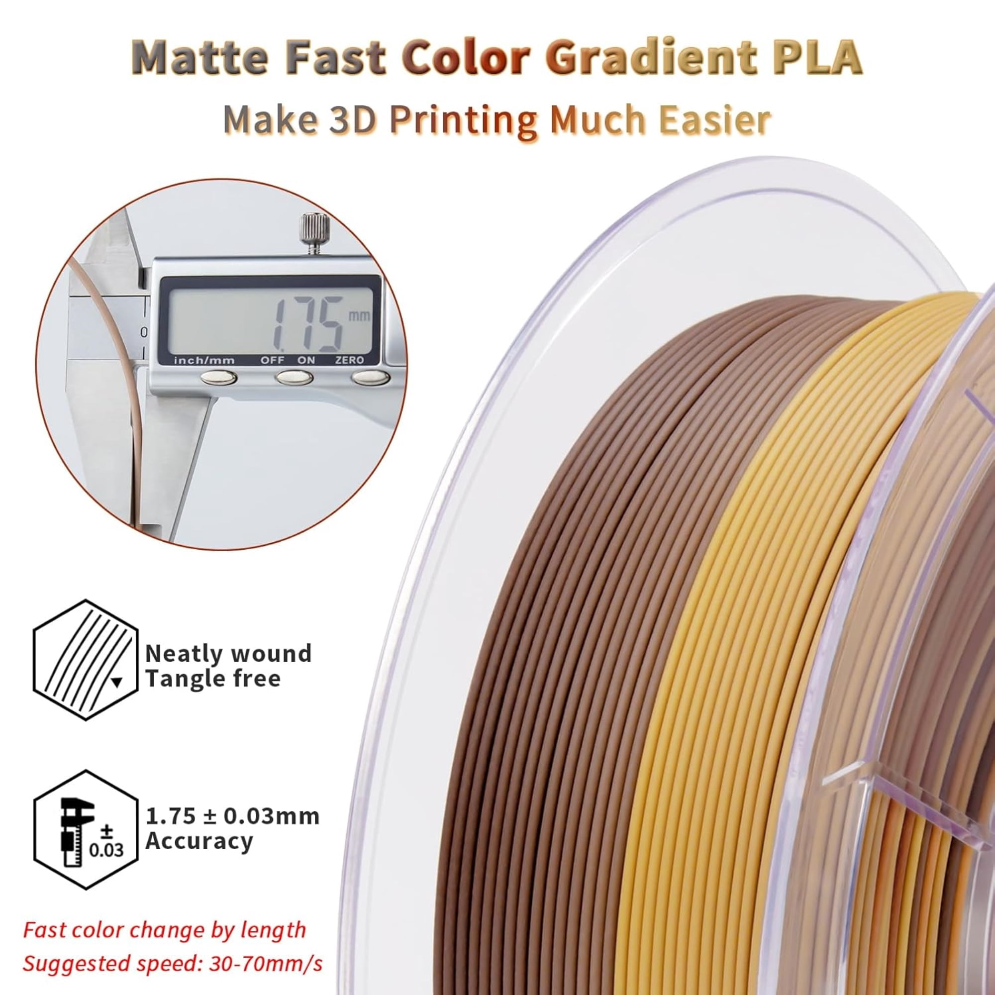 Ziro 3D Gradient Matte PLA 1.75mm 1kg, Castle brick