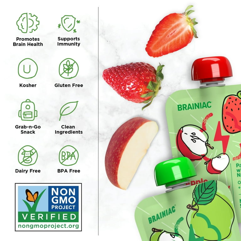 Brainiac Brain Squeezers Applesauce with Omega-3s, 'Mega