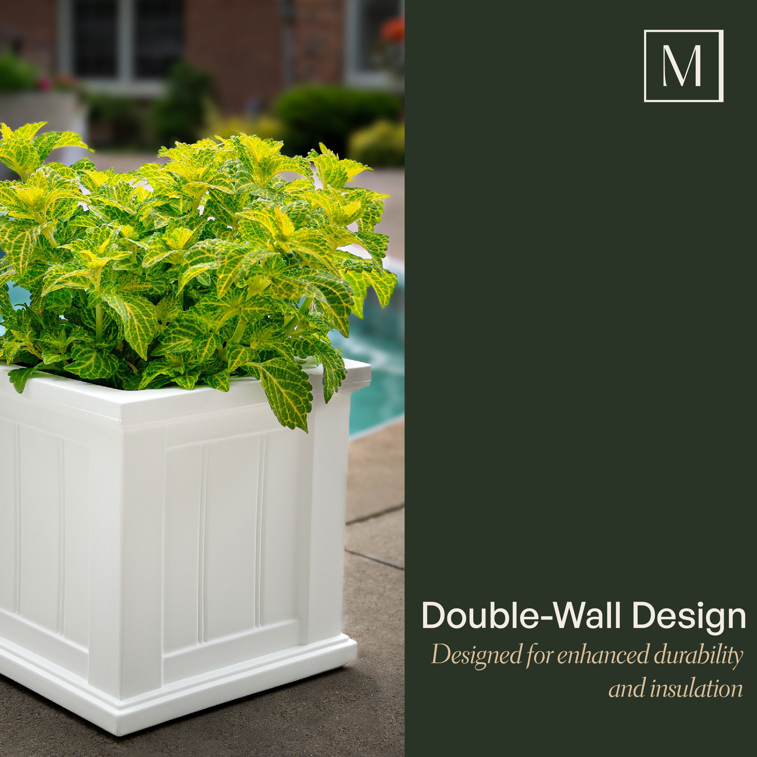 Cape Cod 14" x 14" x 14" Square White Self-Watering Plastic Planter