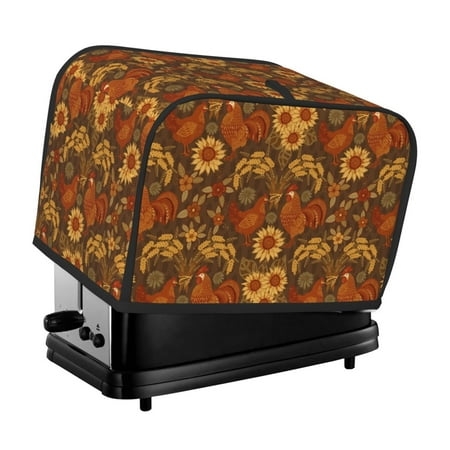 

Toaster Cover 2 Slice - Chicken And Rooster Kitchen Bread Machine Protector Water Protection Machine Washable Toaster Machine Cover