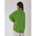 thumbnail image 5 of Women'S Sweater Fall Winter Chunky Knitted Pullover Ribbing Hem Trendy Basic Jumper Top Fruit Green M, 5 of 9