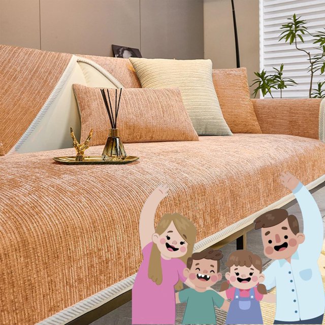 LAICAIW Simple Striped Chenille Anti-Scratch Couch Cover, Funnyfuzzy Sectional Sofa Cover (27.6 * 27.6IN,Orange)
