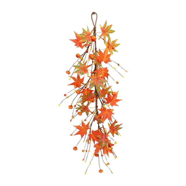 Corona de anillos de velas,Corona de anillos de velas de otoño con hojas de arce otoñales,Corona de velas con forma de calabaza artificial y hojas de arce,Decoración de mesa 60 centímetros