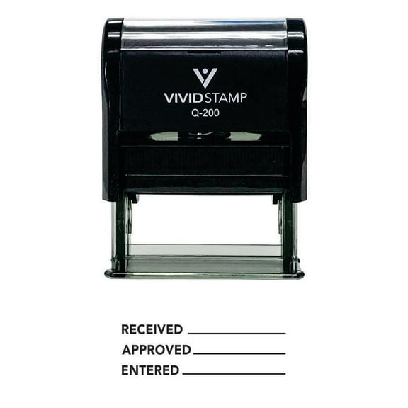 Vivid Stamp Received Approved Entered Self Inking Rubber Stamp (Black Ink) - Medium