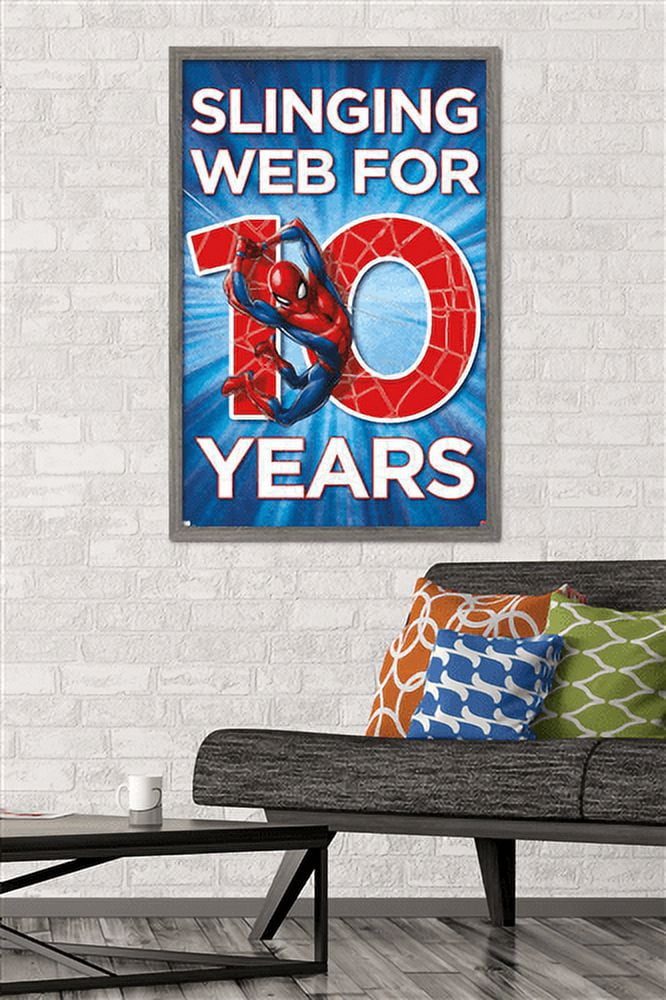 Marvel Spider-Man - Happy 10th Birthday Wall Poster, 22.375" x 34", Framed