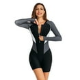 thumbnail image 3 of Jdlsppl Women's Long Sleeve Rash Guard Zipper Zip Up Bathing Suit Beach One Piece Swimsuit Modest Surf Boyleg 91Black Large, 3 of 4