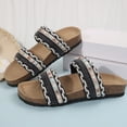 thumbnail image 5 of Modisza Summer Flat Sandals for Women Knitted Strap Comfortable Walking Slides Cork Footbed Beach Vacation Slippers Shoes Black size 6, 5 of 7